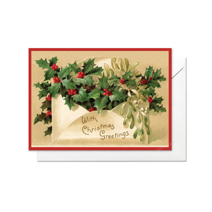 Victorian Greeting Cards Christmas Card Set Xmas Tree New Year Winter Edwardian English British Vintage Old Retro Santa Holly Unique - H32