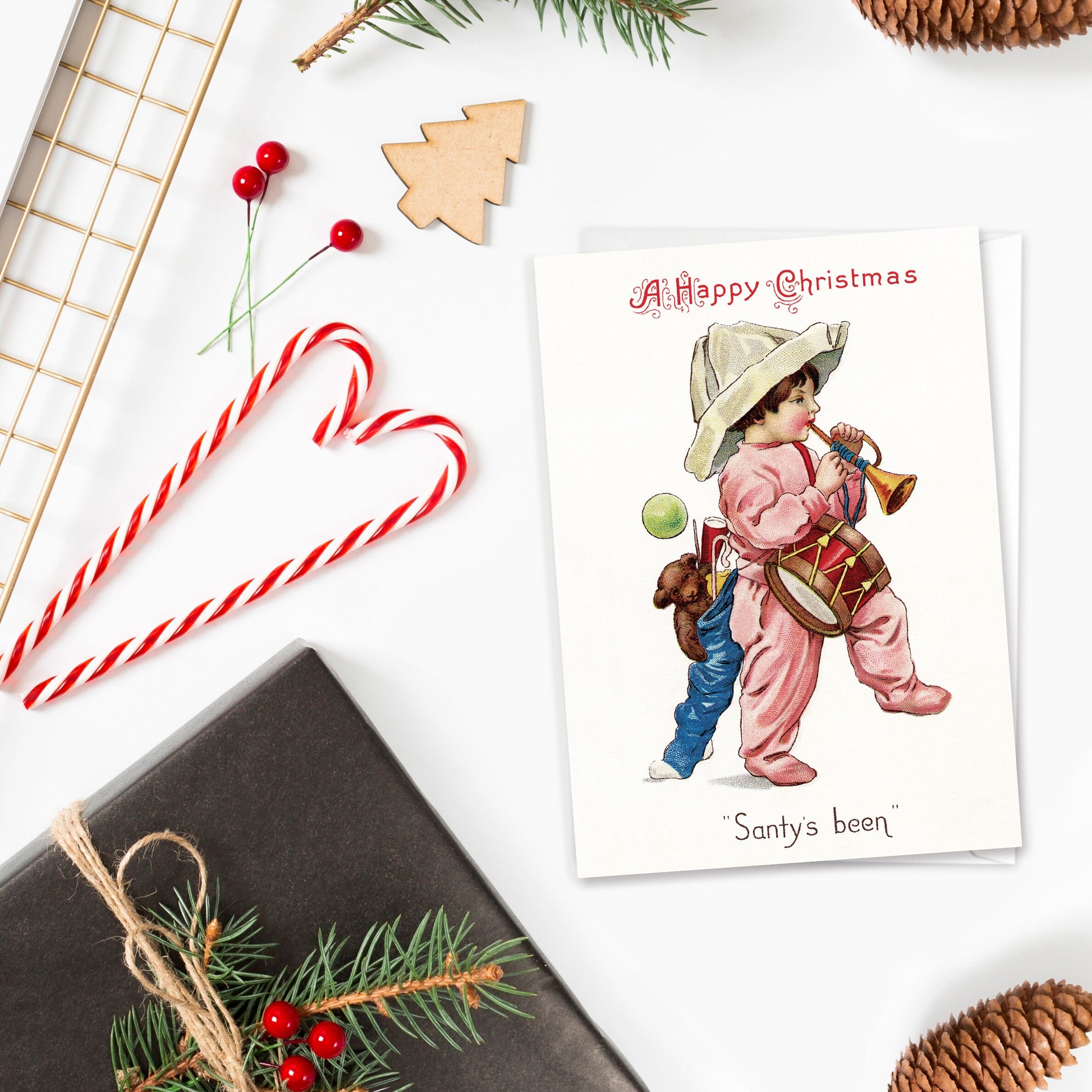 Victorian Greeting Cards Christmas Card Set Xmas Tree New Year Winter Edwardian English British Vintage Retro Santa Robin Angel Cute Unique