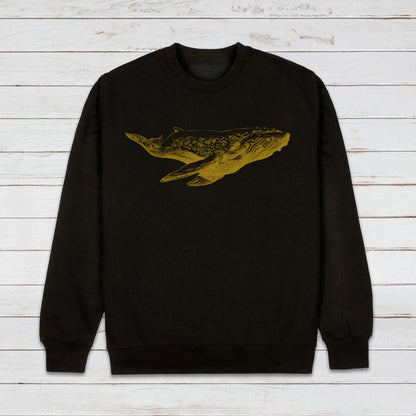 Humpback Whale Sweatshirt Traditional Pencil Drawing Blue Orca Earth Planet Ocean Sea Vegan Print Aesthetic Printed Womens Mens Jumper Top