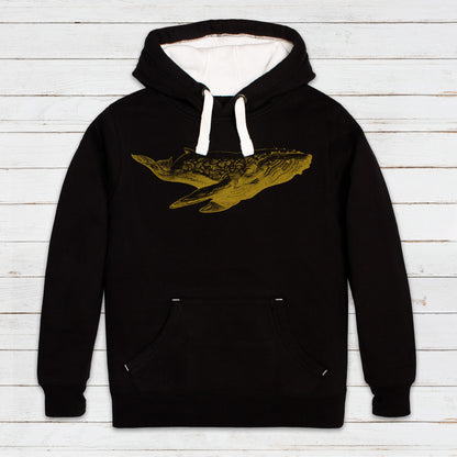 Humpback Whale Hoodie Gyotaku Traditional Art Pencil Drawing Design Blue Orca Earth Planet Ocean Womens Mens Sweatshirt Printed Hooded Top