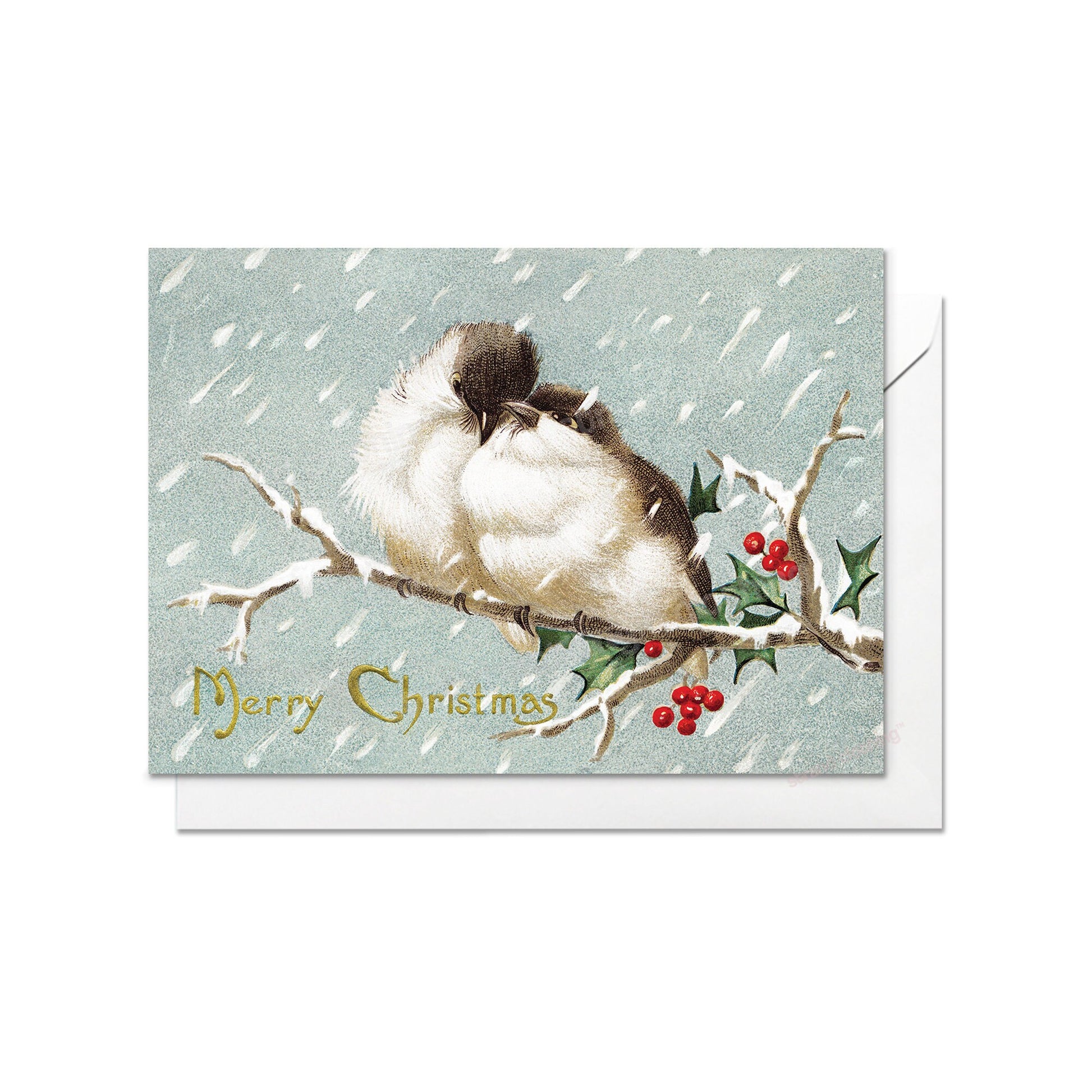 Victorian Greeting Cards Christmas Card Xmas Tree New Year Winter Edwardian British Vintage Old Retro Santa Robin Birds Cute Nature - R21