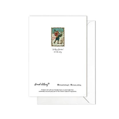 Victorian Greeting Cards Christmas Card Xmas Tree New Year Winter Edwardian Vintage Old Retro Santa Brother Sister Children Cute - C22