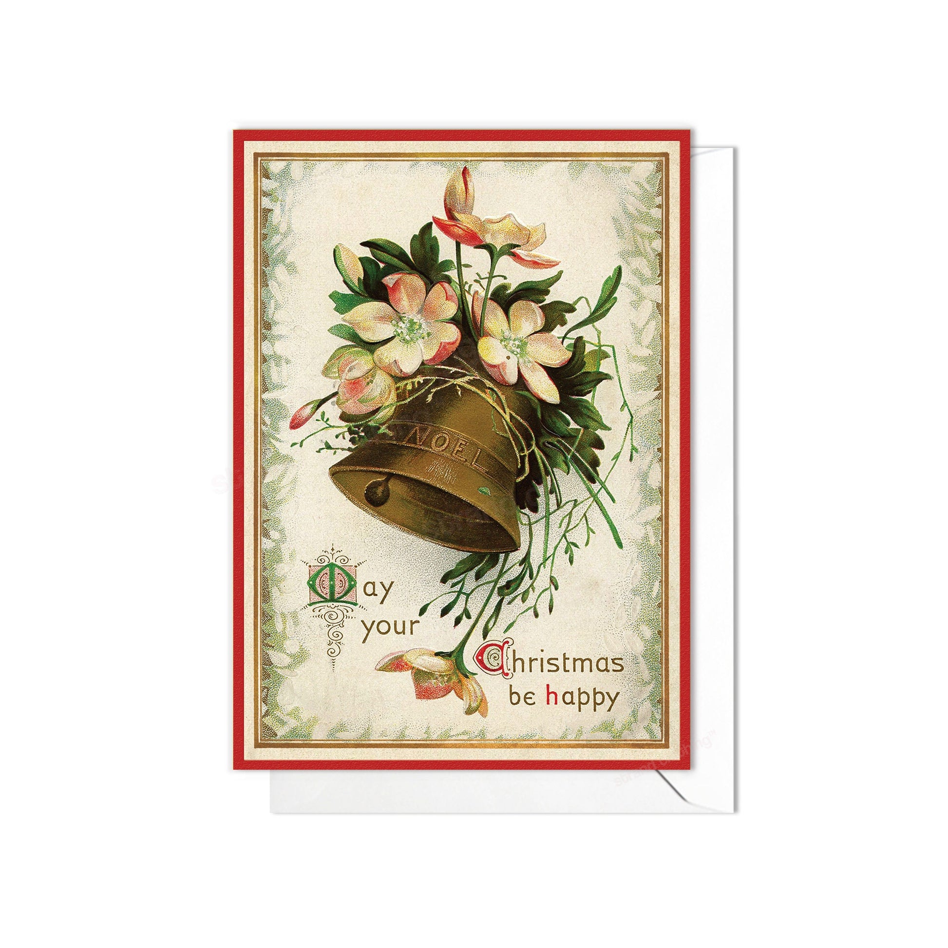 Victorian Greeting Cards Christmas Card Set Xmas Bells Tree New Year Winter Edwardian Vintage Antique Retro Santa Beautiful Elegant - B50