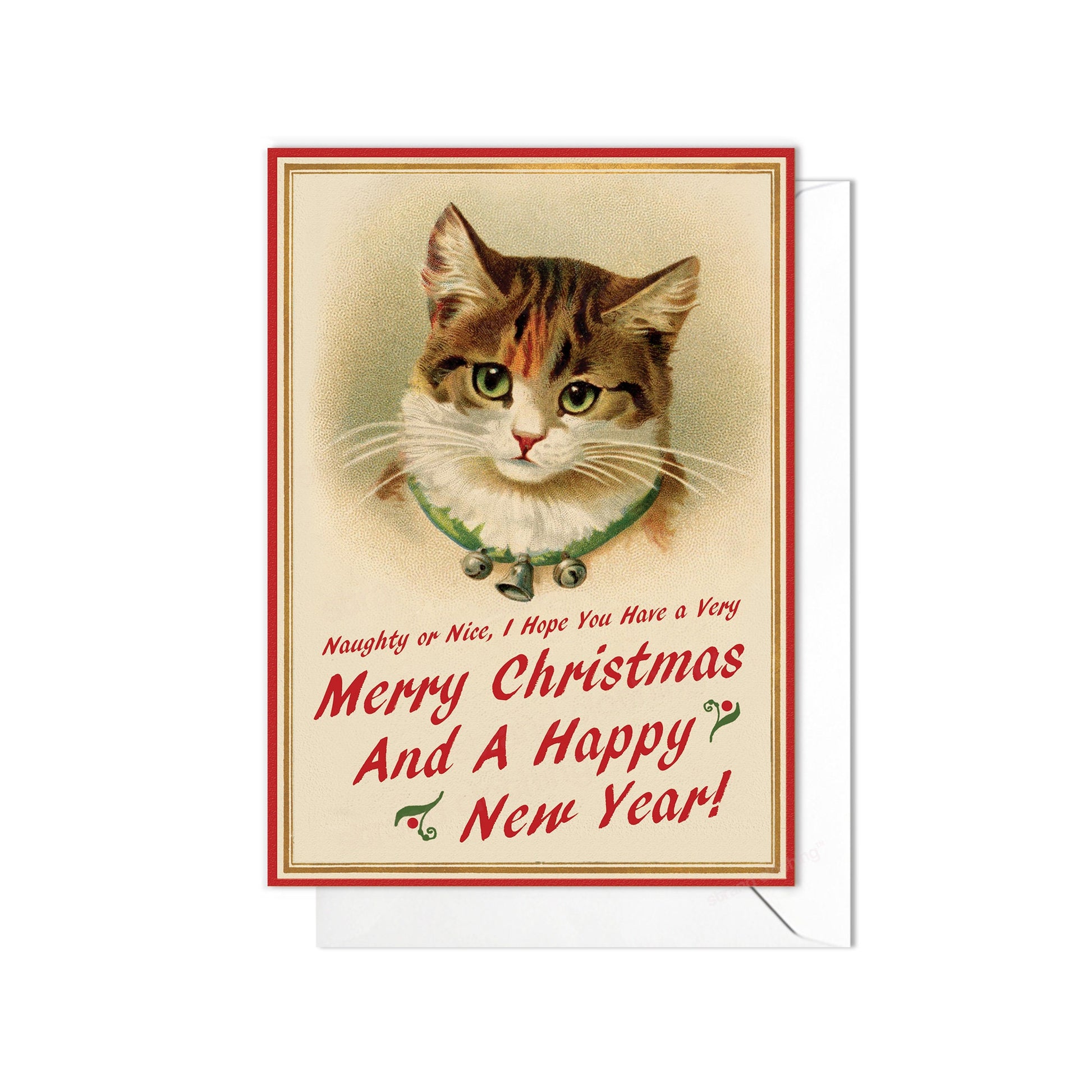 Victorian Greeting Cards Christmas Card Set Xmas New Year Winter Edwardian British Vintage Retro Cat Kitten Owner Kawaii Kitsch Cute - C10