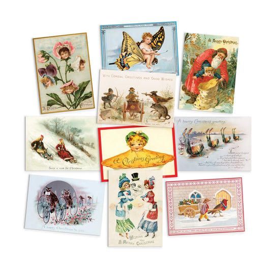 Victorian Weird Art Postcards Set of 10 Christmas X-mas Xmas Cards Postcard Pack Print Edwardian Era Period Aesthetic Funny Cute Quirky Gift