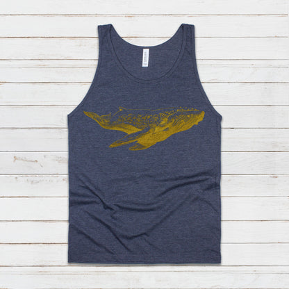 Humpback Whale Tank Top Traditional Art Pencil Drawing Design Print Blue Orca Earth Planet Ocean Beautiful Womens Mens Printed Vest Cami Tee