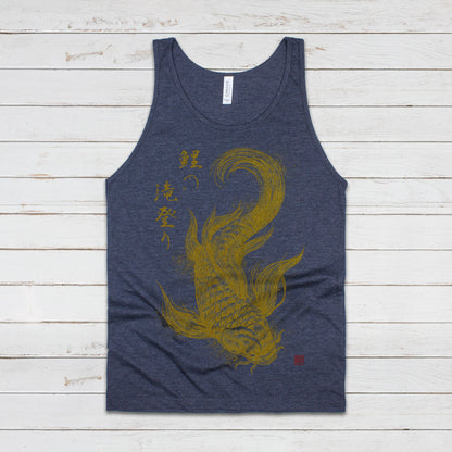 Koi Carp Japanese Calligraphy Tank Top Gyotaku Traditional Art Ukiyo-e Japan Kanji Anime Manga Kyoto Kawaii Womens Men Printed Vest Cami Tee
