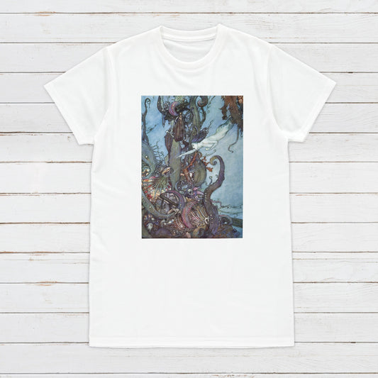 Mermaid Art T Shirt Edmund Dulac Aesthetic Victorian Pretty Fairy Princess Soft Grunge Pre-Raphaelite Y2K 90s Gift Womens Mens Printed Tee