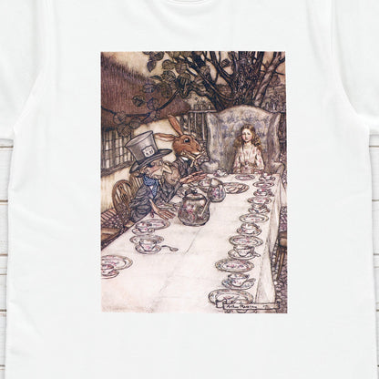 Alice Tea Party Art T Shirt Arthur Rackham Aesthetic Victorian Pretty Mad Hatter Soft Grunge Pre-Raphaelite Y2K 90s Womens Mens Printed Tee