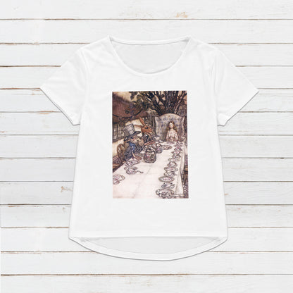 Alice Tea Party Art T Shirt Arthur Rackham Aesthetic Victorian Pretty Mad Hatter Soft Grunge Pre-Raphaelite Y2K 90s Womens Mens Printed Tee