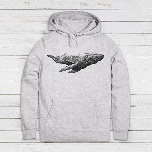 Humpback Whale Hoodie Gyotaku Art Pencil Drawing Design Blue Orca Earth Planet Ocean Cute Womens Girls Printed Hooded Top Sweatshirt Gift