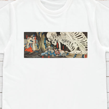 Japanese Ukiyo-e T Shirt Woodblock Art Utagawa Kuniyoshi Mitsukuni and the Skeleton Specter Tryptych Japan Calligraphy Women Men Printed Tee