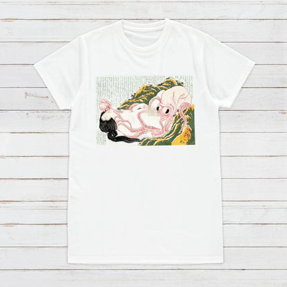 Japanese Ukiyo-e T Shirt Woodblock Art Hokusai Ama Diver Octopuses Shunga Tattoo Japan Kanji Calligraphy Womens Mens Graphic Printed Tee Top