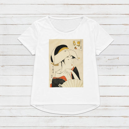Japanese Ukiyo-e T Shirt Woodblock Art Kitagawa Utamaro Geisha Maiko Elegant Cute Kimono Japan Calligraphy Womens Mens Graphic Printed Tee