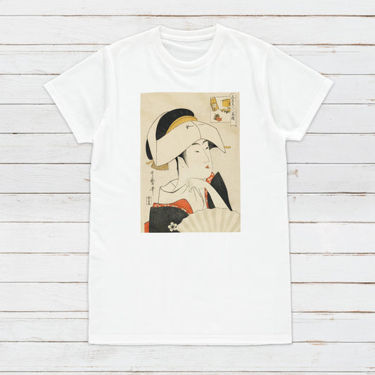 Japanese Ukiyo-e T Shirt Woodblock Art Kitagawa Utamaro Geisha Maiko Elegant Cute Kimono Japan Calligraphy Womens Mens Graphic Printed Tee