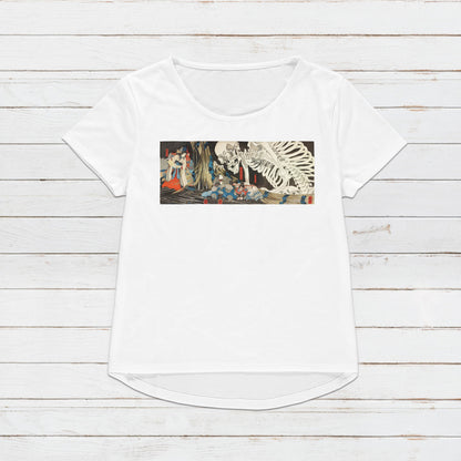 Japanese Ukiyo-e T Shirt Woodblock Art Utagawa Kuniyoshi Mitsukuni and the Skeleton Specter Tryptych Japan Calligraphy Women Men Printed Tee