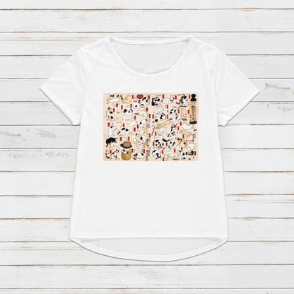 Japanese Ukiyo-e T Shirt Woodblock Art Utagawa Kuniyoshi Cats Tokaido Tattoo Neko Funny Kawaii Calligraphy Womens Mens Graphic Printed Tee