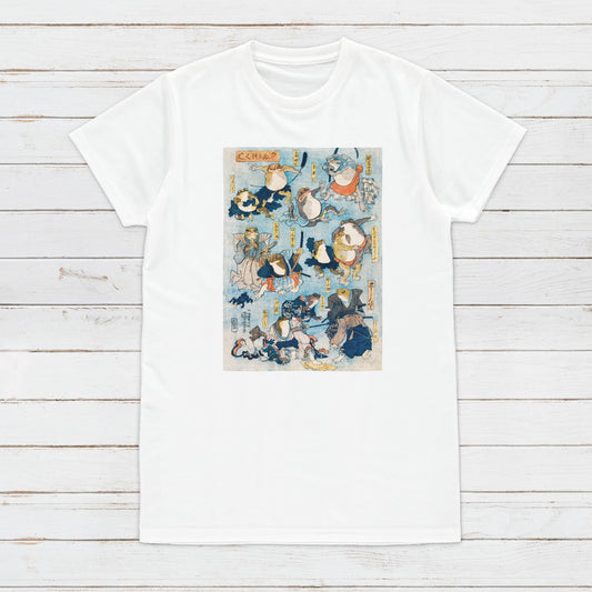 Japanese Ukiyo-e T Shirt Woodblock Art Samurai Ninja Frogs Kabuki Toad Tattoo Funny Cute Kawaii Calligraphy Womens Mens Graphic Printed Tee