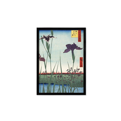 Japanese Art Print Poster Woodblock Ukiyo-e Framed Mounted Wall Hiroshige Iris Irises Flower Floral Geisha Bijin Beautiful Calligraphy A2 A3