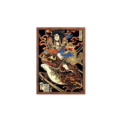 Japanese Samurai Art Print Poster Woodblock Ukiyo-e Style Framed Mounted Wall Utagawa Kuniyoshi Samurai Toad Horror Monster Frog Japan A3 A2