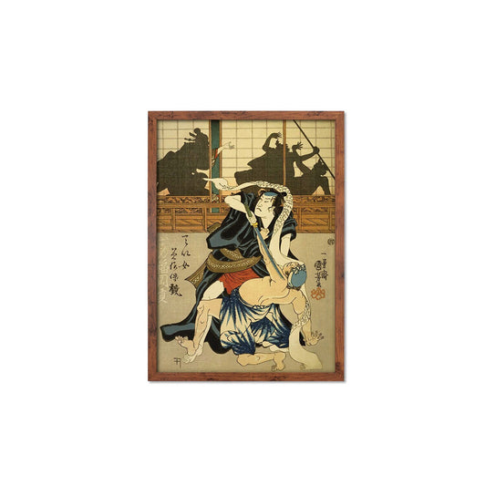 Japanese Samurai Art Print Poster Woodblock Ukiyo-e Kabuki Actors Geisha Utagawa Kuniyoshi Framed Mounted Wall Warrior Sword Tattoo A3 A2