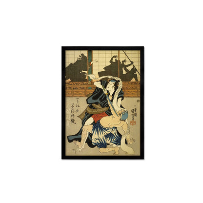 Japanese Samurai Art Print Poster Woodblock Ukiyo-e Kabuki Actors Geisha Utagawa Kuniyoshi Framed Mounted Wall Warrior Sword Tattoo A3 A2