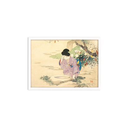 Japanese Woman Bijin Art Print Poster Woodblock Ukiyo-e Kuchi-e Kajita Hanko Framed Mounted Wall Geisha Maiko Kimono Elegant Landscape A3 A2