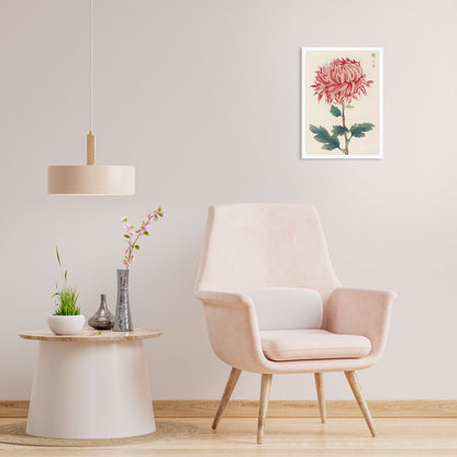 Framed Mounted Japanese Ukiyo-e Wall Art Print Poster Woodblock Keika Hasegawa Chrysanthemums Flowers Landscape Nature Beautiful Calligraphy