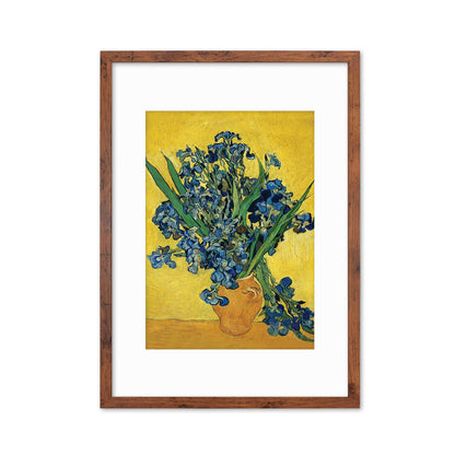 Vincent Van Gogh Art Print Poster Impressionist Iris Vase with Irises Flowers Impressionism Painting Framed Mounted Wall Beautiful A2 A3