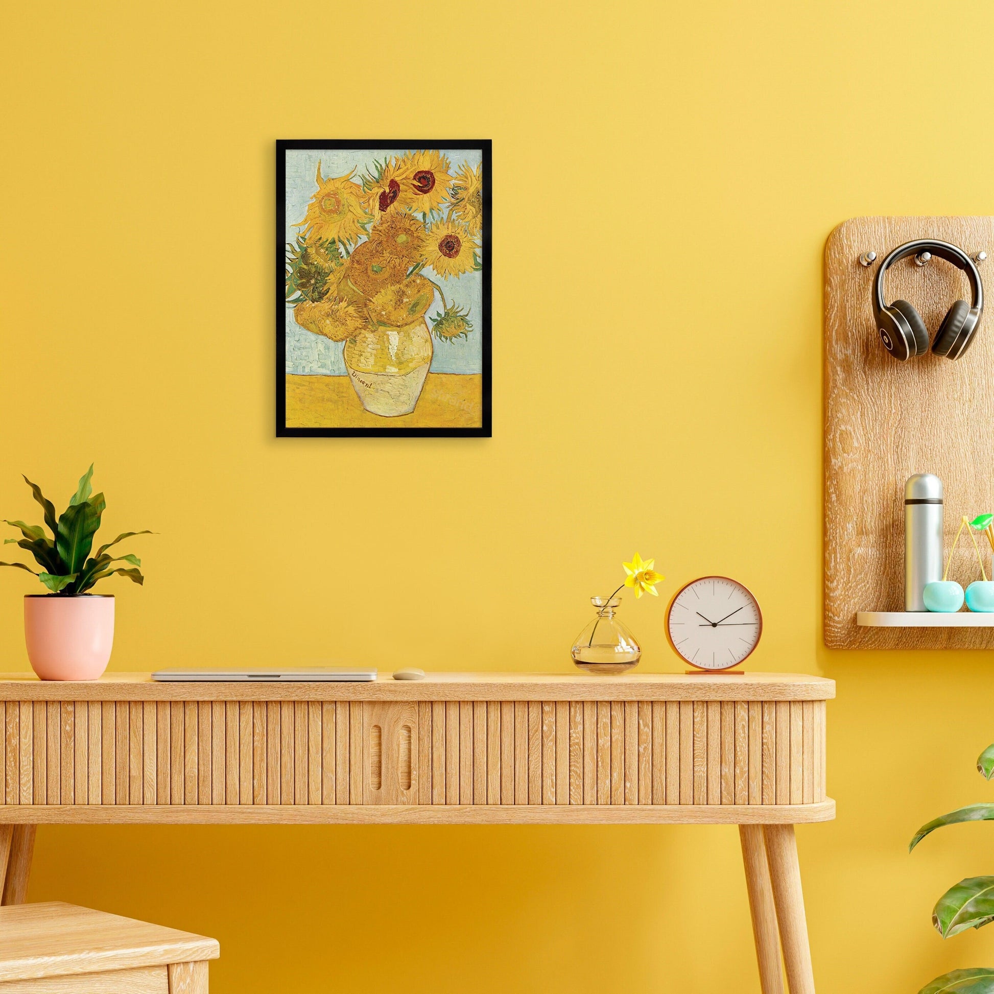 Vincent Van Gogh Art Print Poster Impressionist Twelve Sunflowers Yellow Flowers Impressionism Painting Framed Mounted Wall Beautiful A2 A3