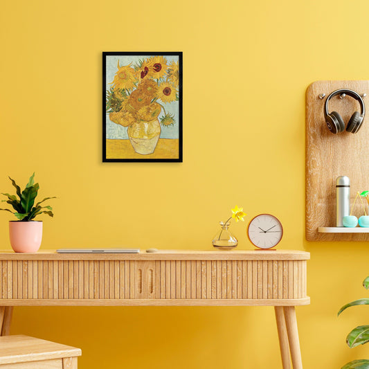 Vincent Van Gogh Art Print Poster Impressionist Twelve Sunflowers Yellow Flowers Impressionism Painting Framed Mounted Wall Beautiful A2 A3