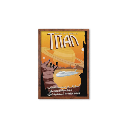 Planet Moon Titan Art Framed Mounted Wall Decor Print Retro Space Flight Travel Poster Science Sci Fi Geek Astronomy Cosmos Solar System Io