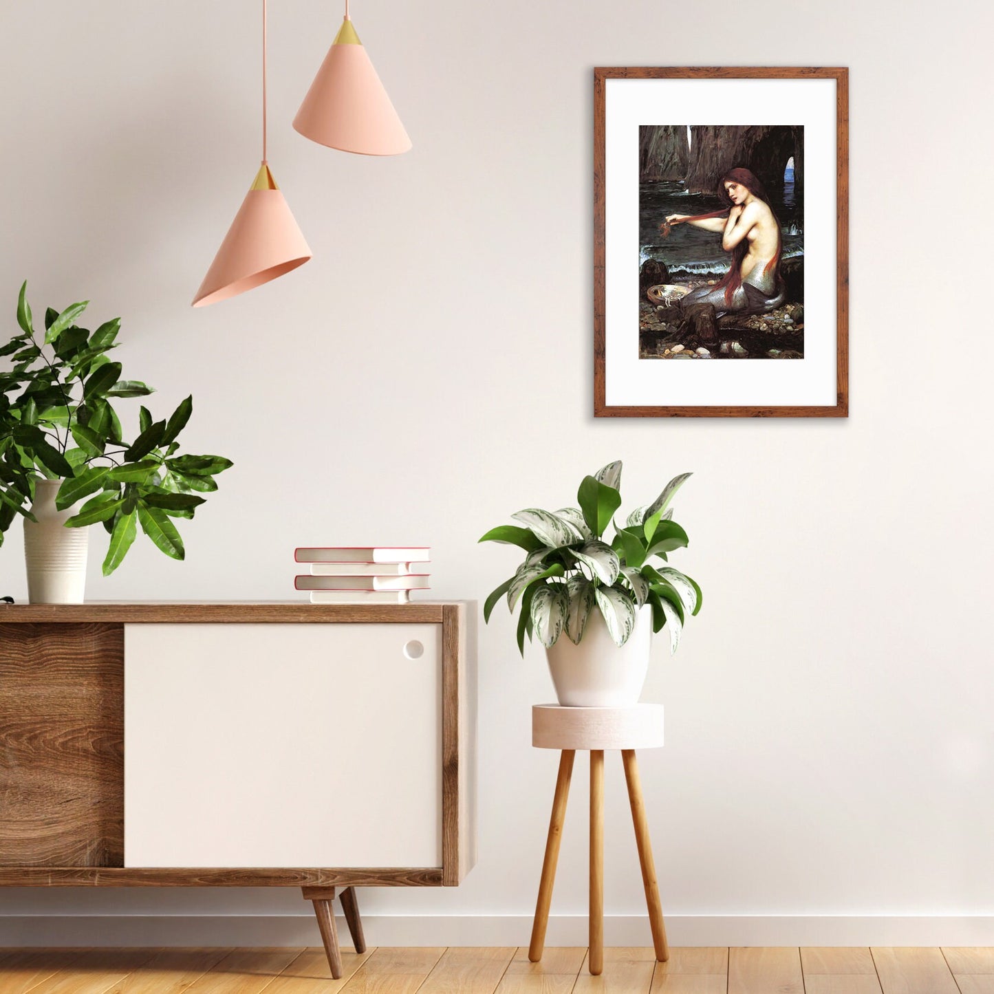 Mermaid Framed Art Print Poster Wall Mounted Quirky Fairy Tale Pre-Raphaelite John William Waterhouse Classic Painting Victorian Edwardian