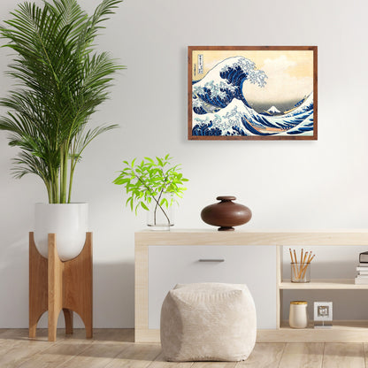 Japanese Art Hokusai Kanagawa Wave Print Poster Woodblock Ukiyo-e Framed Mounted Wall Mount Fuji Beautiful Tattoo Japan Calligraphy A2 Large