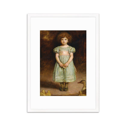 Ducklings Framed Art Print Poster Wall Mounted Pre-Raphaelite Antique Millais Classic Painting Victorian Edwardian Little Girl Birds Cute