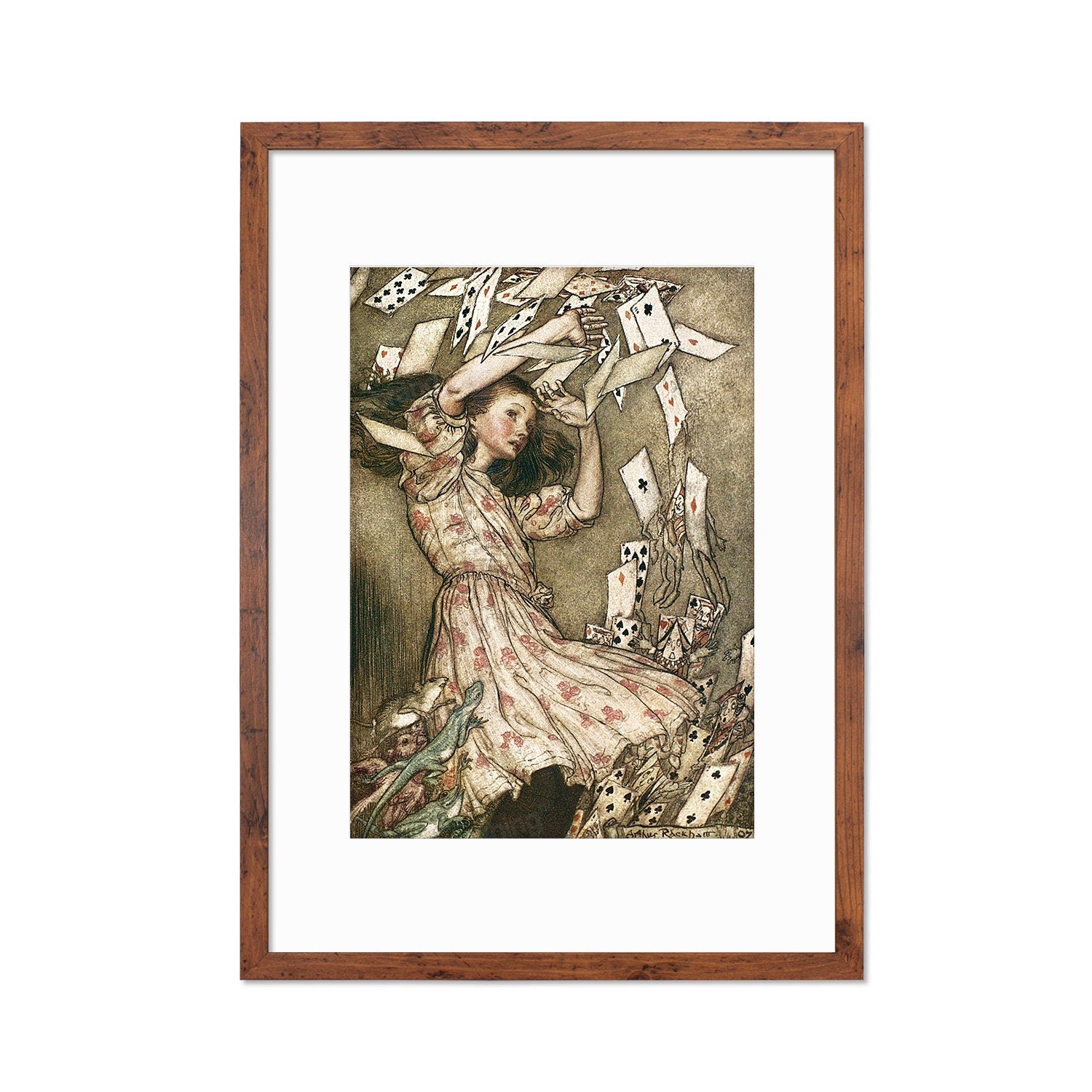 Alice In Wonderland Framed Art Print Poster Wall Mounted Antique Old Book Illustration Cards Arthur Rackham Victorian Edwardian Cute Quirky