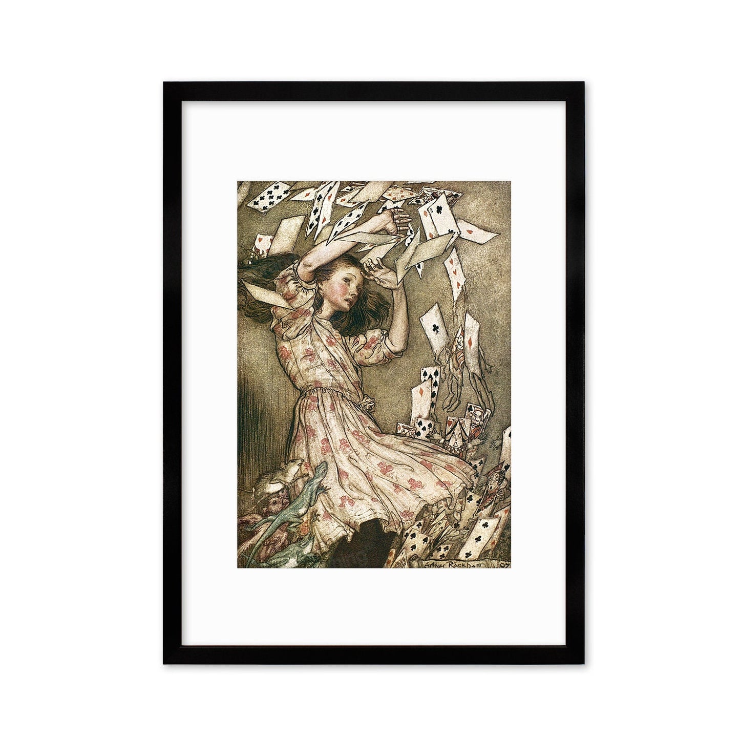 Alice In Wonderland Framed Art Print Poster Wall Mounted Antique Old Book Illustration Cards Arthur Rackham Victorian Edwardian Cute Quirky