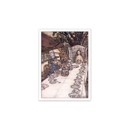 Alice In Wonderland Framed Art Print Poster Wall Mounted Antique Book Illustration Mad Hatter Tea Party Arthur Rackham Victorian Cute Quirky