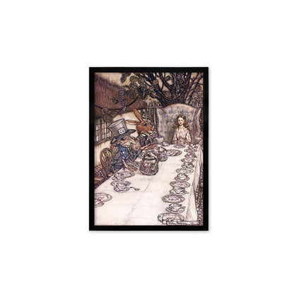 Alice In Wonderland Framed Art Print Poster Wall Mounted Antique Book Illustration Mad Hatter Tea Party Arthur Rackham Victorian Cute Quirky