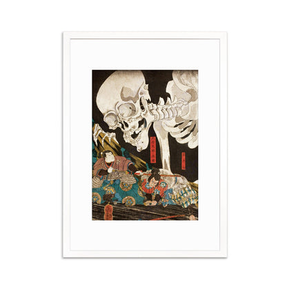 Skeleton Spectre Japanese Framed Mounted Ukiyo-e Wall Decor Art Print Poster Woodblock Sword Warrior Monster Horror Yokai Utagawa Kuniyoshi