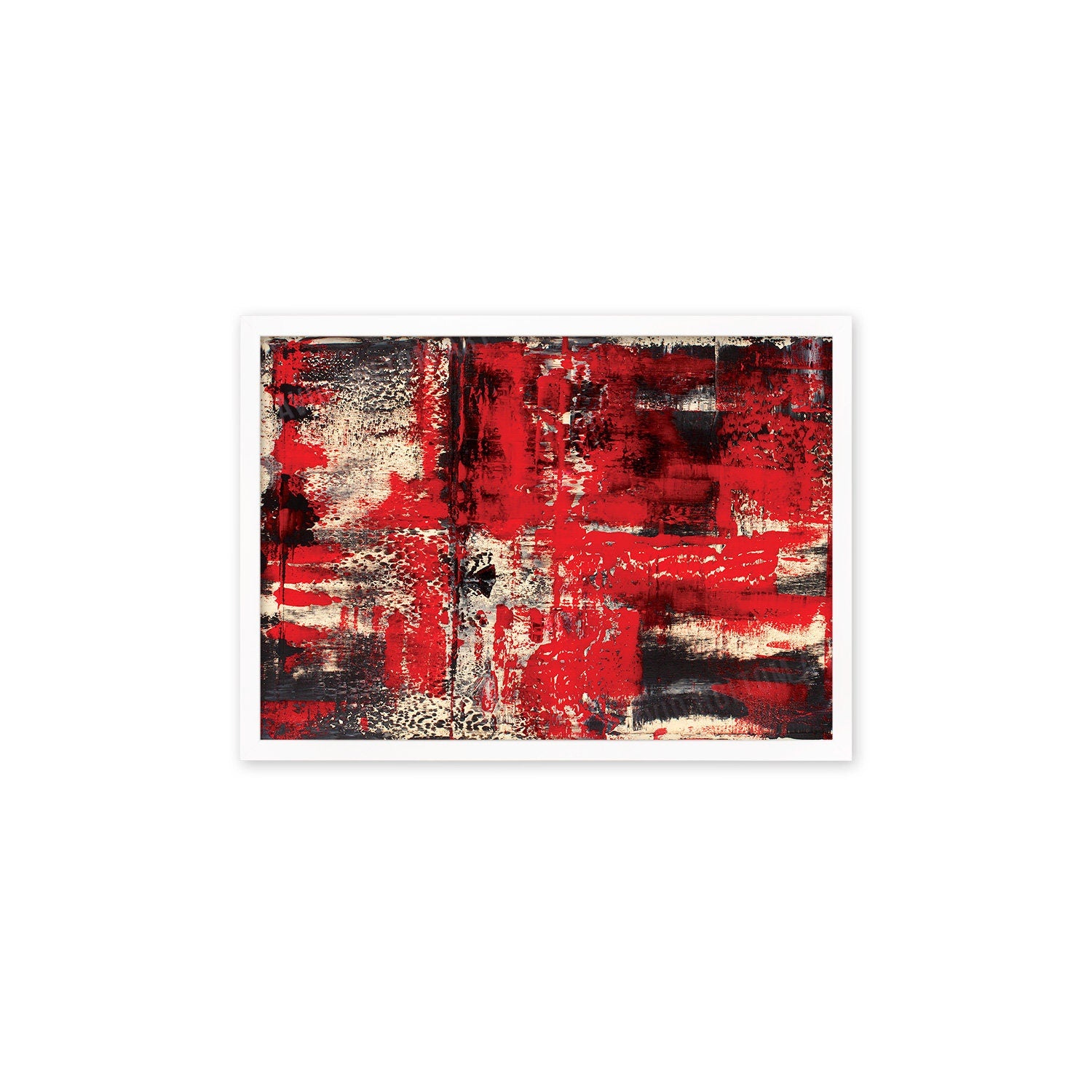 Contemporary Art Framed Mounted Wall Decor Print Poster Abstract Painting Original Modern Expressionism Original Unique Artist Scandi Red