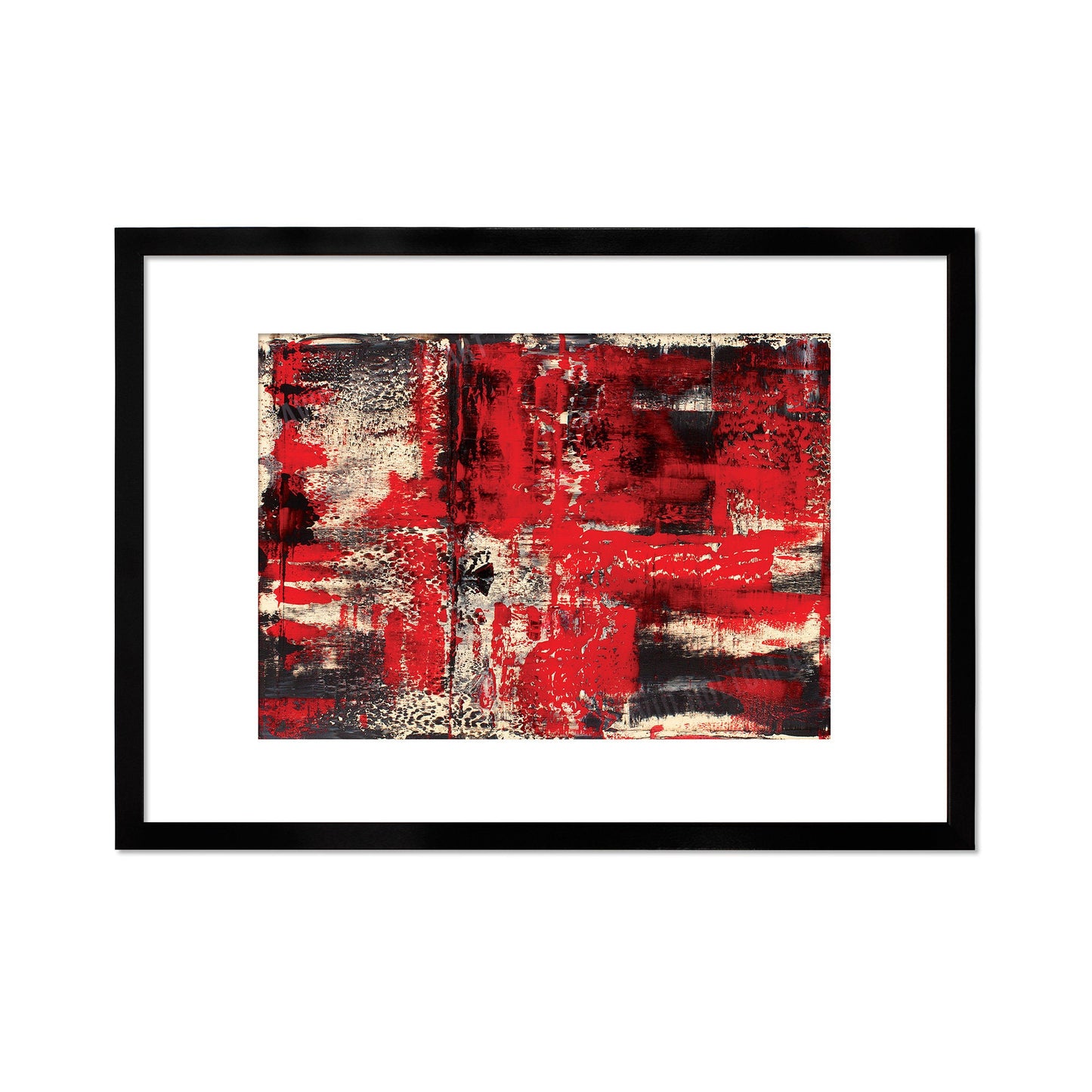 Contemporary Art Framed Mounted Wall Decor Print Poster Abstract Painting Original Modern Expressionism Original Unique Artist Scandi Red