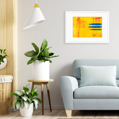Contemporary Abstract Art Framed Mounted Wall Decor Print Poster Painting Original Modern Expressionism Original Unique Artist Scandi Yellow