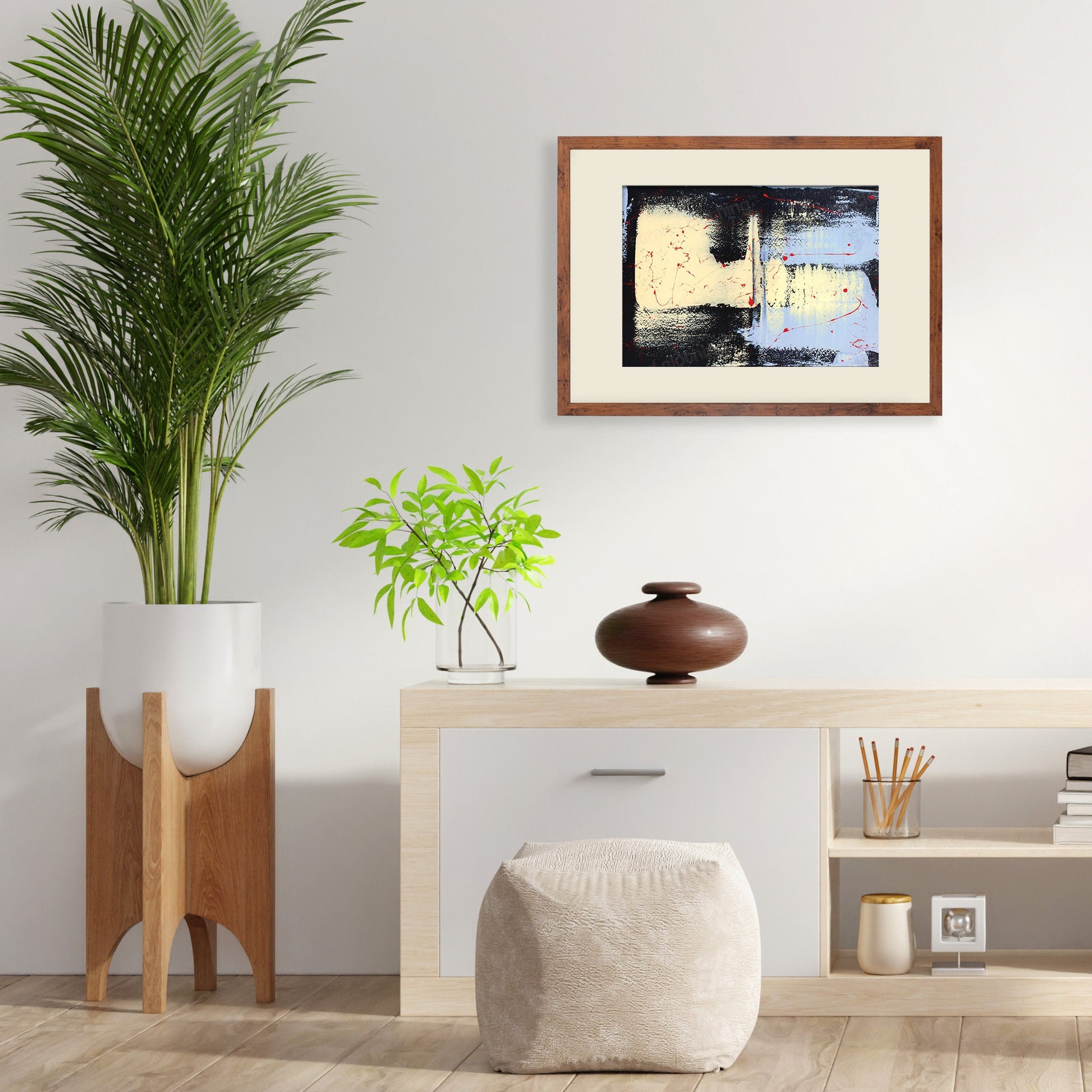 Contemporary Abstract Art Framed Mounted Wall Decor Print Poster Painting Original Modern Expressionism Original Unique Japanese Wabi Sabi
