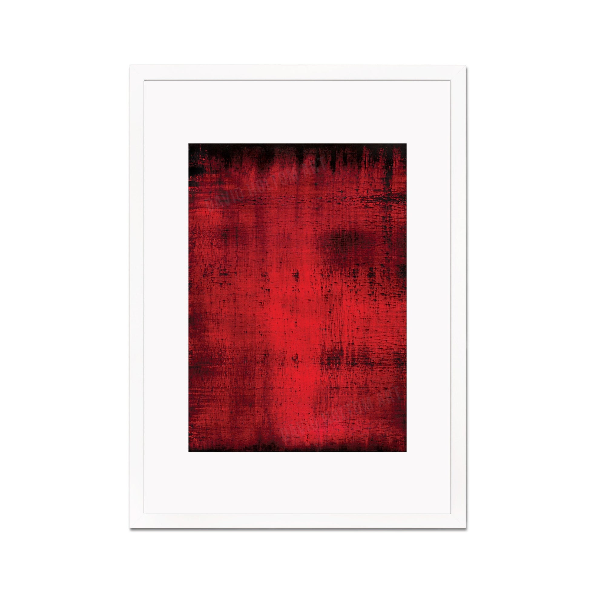 Contemporary Abstract Art Framed Mounted Wall Decor Print Poster Painting Original Modern Expressionism Original Unique Striking Red Intense