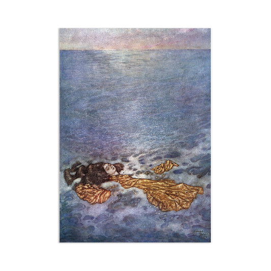 Mermaid Vintage Art Print Poster Wall Antique Book Quirky Illustration Fairy Tale Edmund Dulac Sea Ocean Victorian Edwardian Beautiful A3