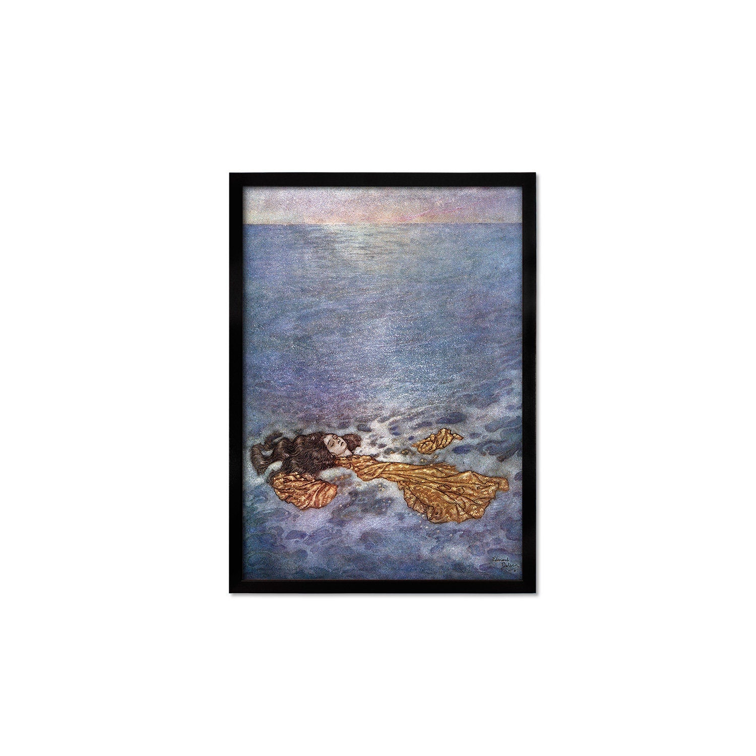 Mermaid Vintage Art Print Poster Wall Framed Mounted Antique Book Quirky Illustration Fairy Tale Edmund Dulac Sea Victorian Edwardian A2 A3