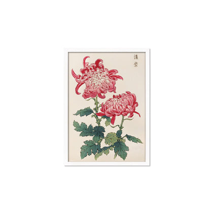 Framed Mounted Japanese Ukiyo-e Wall Art Print Poster Woodblock Keika Hasegawa Chrysanthemums Flowers Landscape Tattoo Beautiful Calligraphy