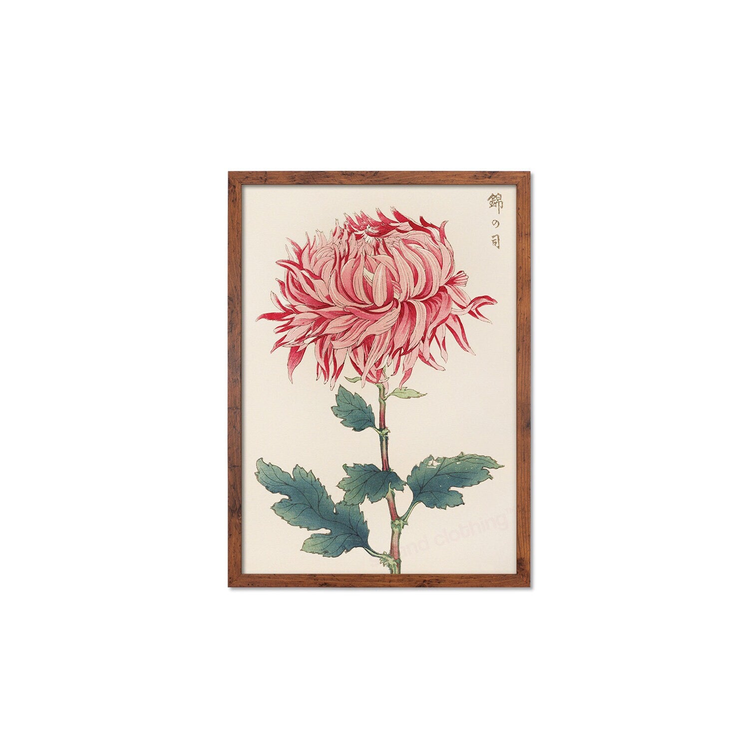 Framed Mounted Japanese Ukiyo-e Wall Art Print Poster Woodblock Keika Hasegawa Chrysanthemums Flowers Landscape Nature Beautiful Calligraphy