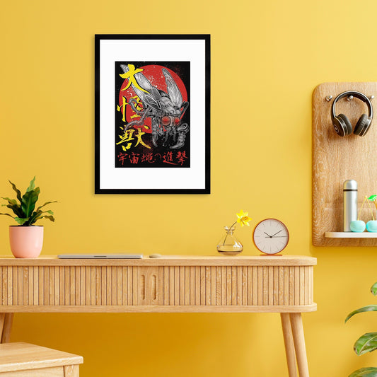 Japanese Robot Fly Invasion Wall Art Print Poster Framed Mounted Kaiju Anime Monster Horror Martial Arts Samurai Geek Sci Fi B Movie A3 A2
